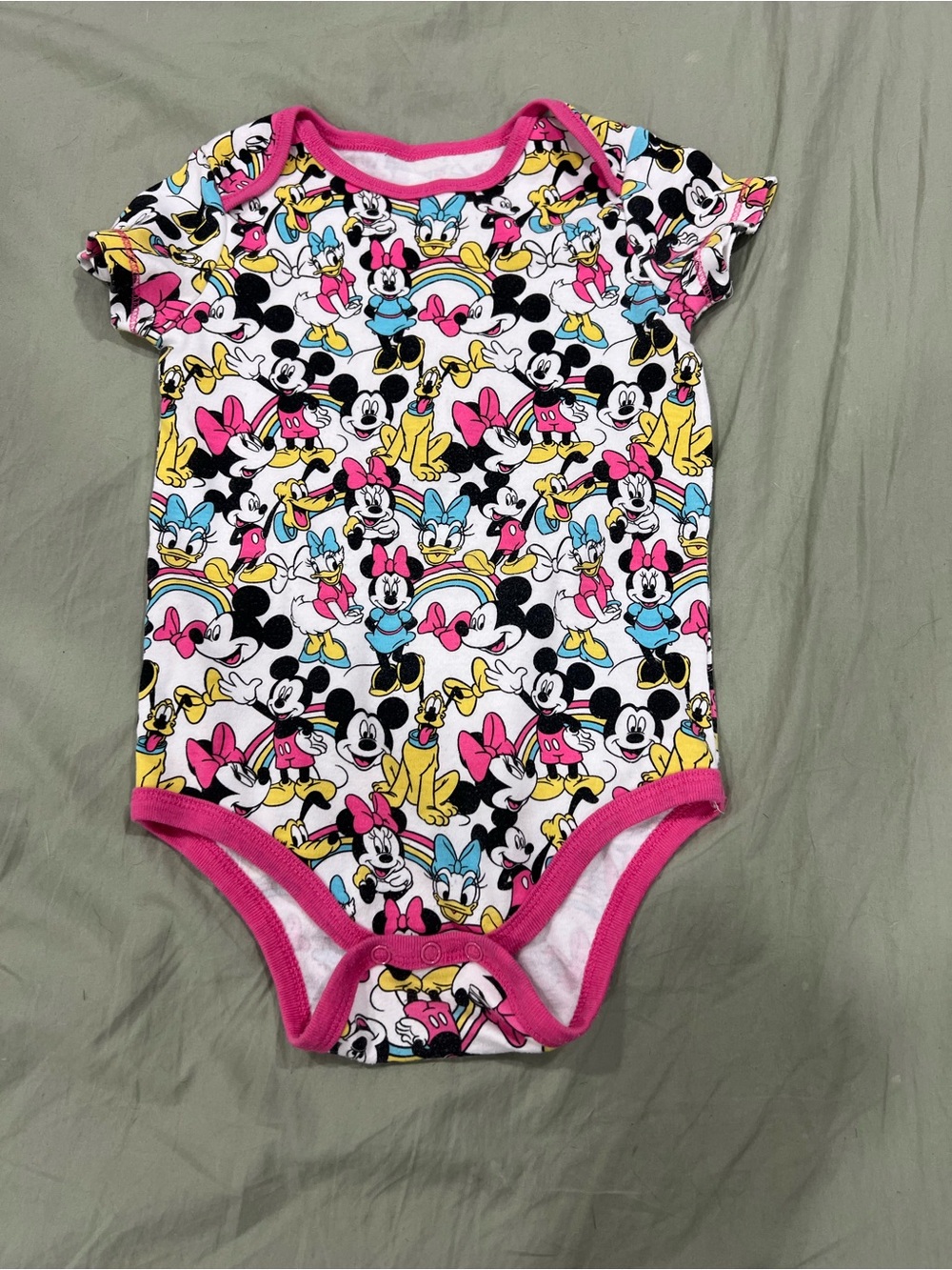 Disney Pink, White & Yellow Minnie & Friends Short Sleeve One-Piece